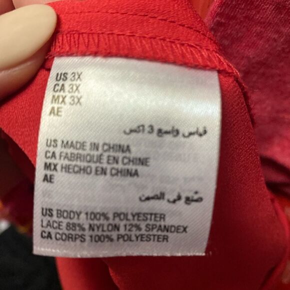 INC International Concepts Red Lace Trim Short Robe Size 3X - Picture 8 of 8